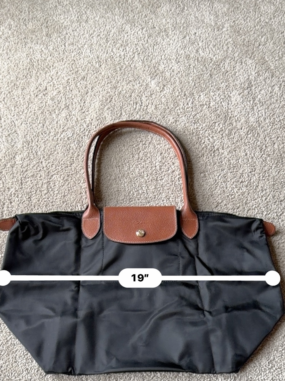Longchamp Black Tote with Brown Leather Trim - Picture 3 of 5